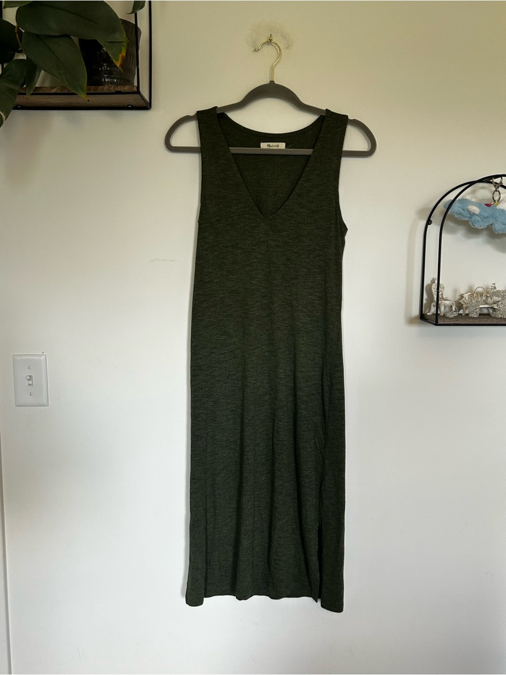Madewell Green V-Neck Jersey Tank‎ Dress Midi Size XS